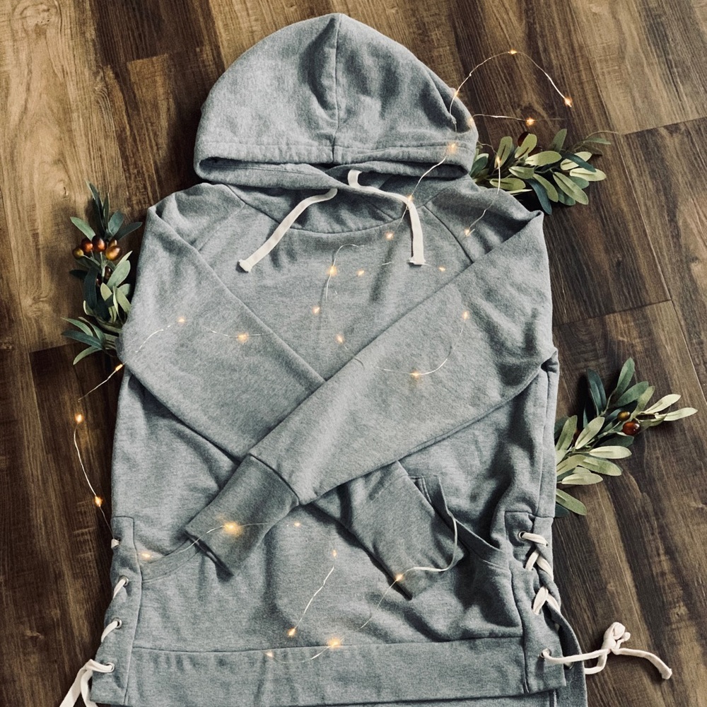 Gray lace up sweatshirt | GAP